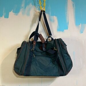 Vintage Lark Duffel Bag with Leather Trim Approx 90s Travel Luggage Keys & Locks